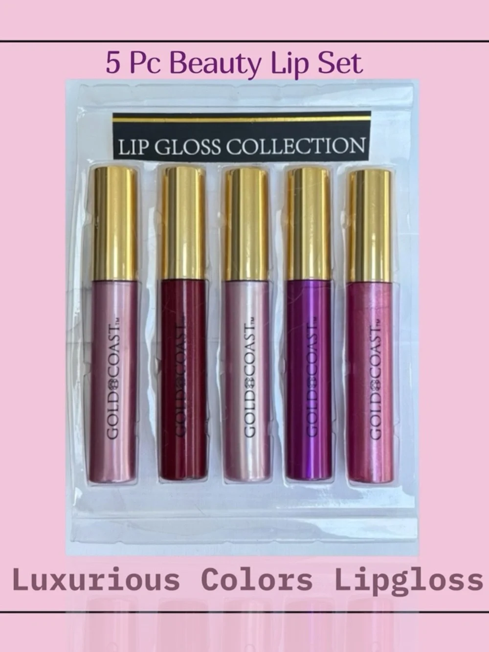 Lip Gloss Set Beauty Bundle Gold Coast Pink Blush Red Merlot Rose Coquette